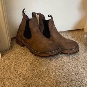 Brown platform boots